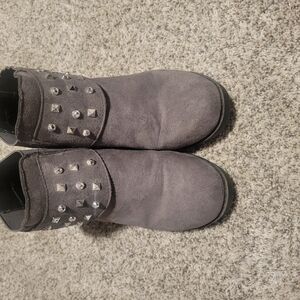 Gray Studded Kids Boots